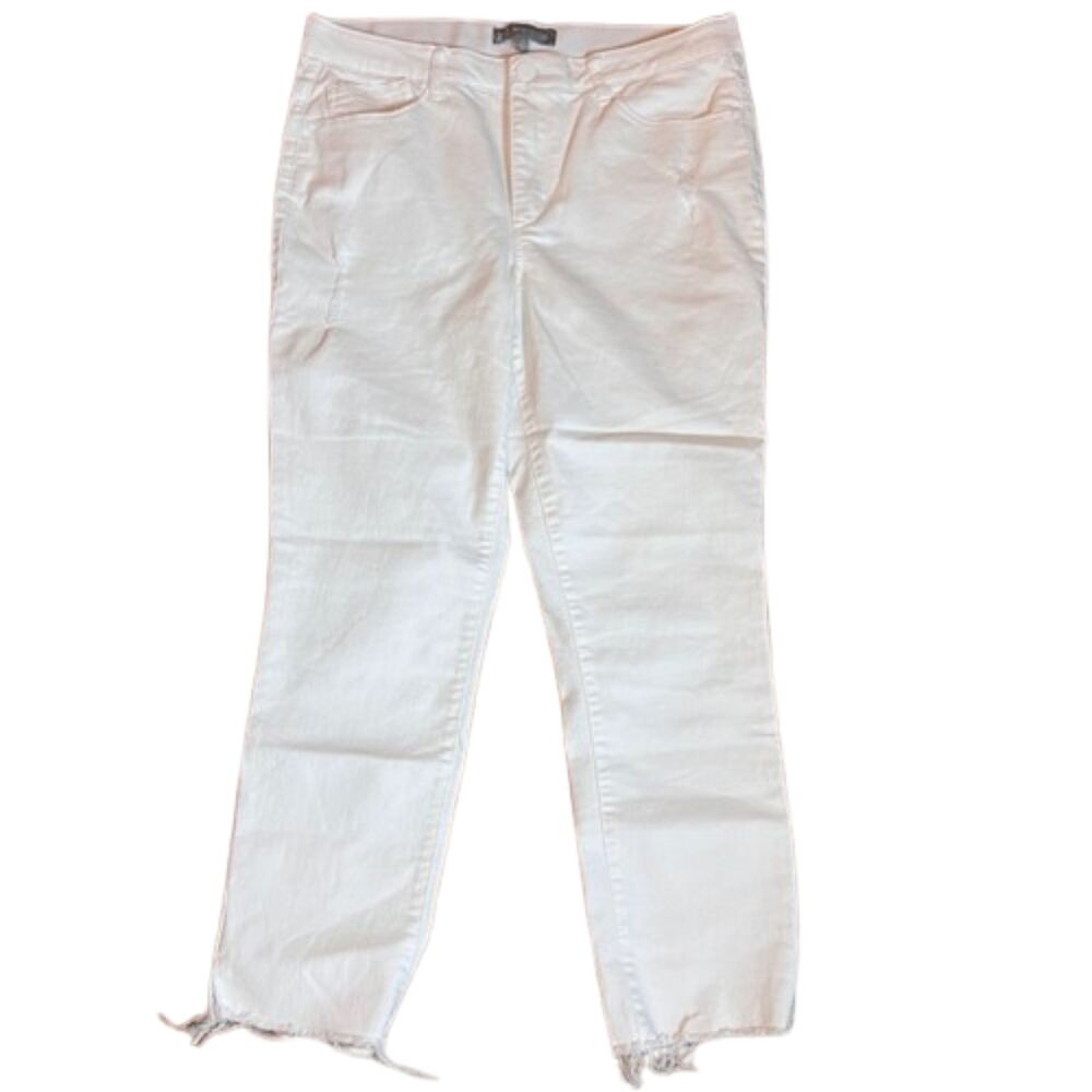 Wit & Wisdom White Distressed Ankle Skinny Jeans Raw Hem Size 14